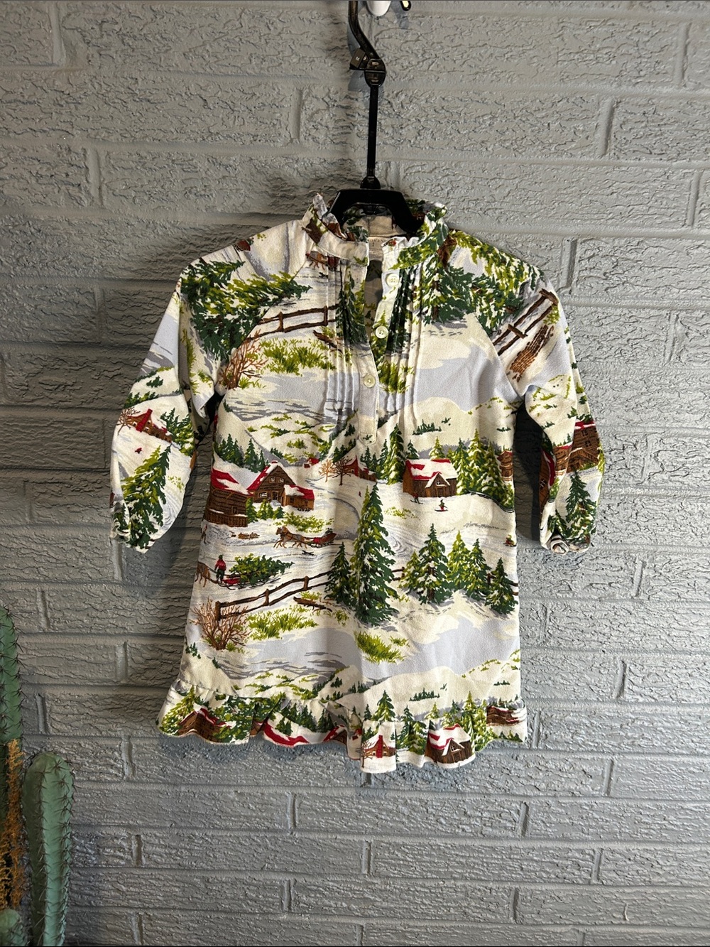 Lands’ End Holiday Scenic Winter Print Long-Sleeve Nightgown